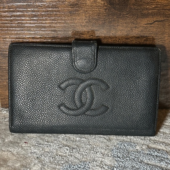 CHANEL Handbags - 309. CHANEL Black Caviar Leather wallet